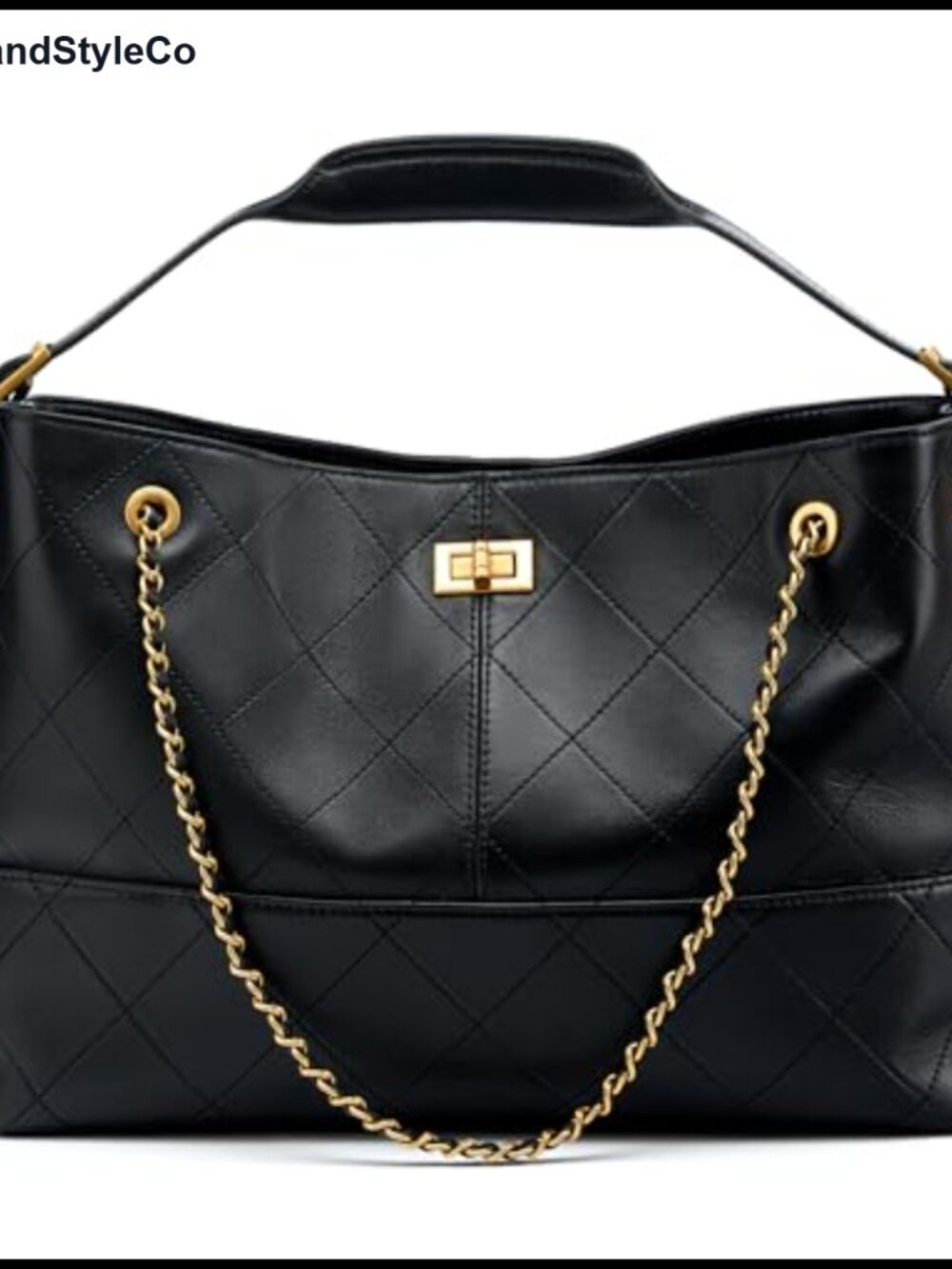 Genuine Leather Suede Quilted Carryall Top Handle Gold Chain Shoulder Bag